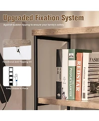 Gouun 5-Tier Industrial Bookshelf Display Storage Rack with Metal Frame