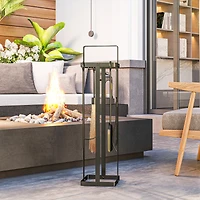 Outsunny 5 Piece Fireplace Tools Set w/ Sd for Indoor or Outdoor,