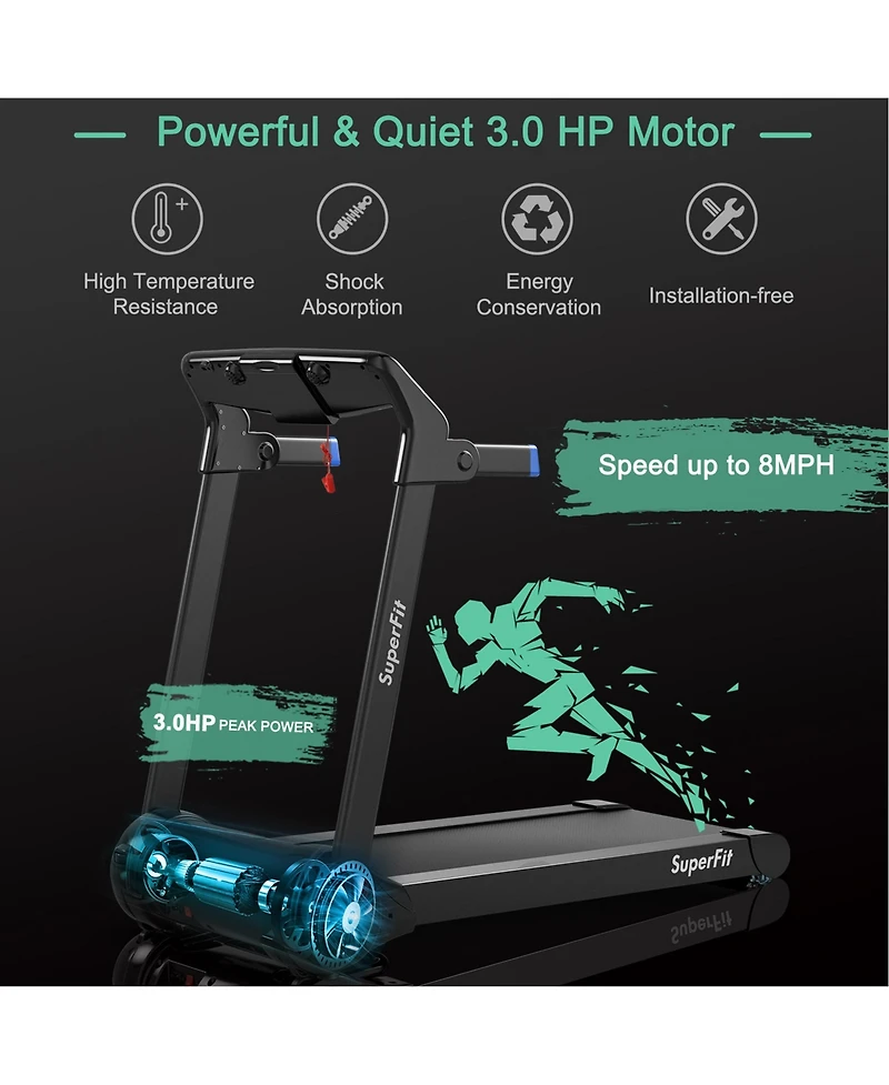 Gymax Folding Electric Treadmill 3.0HP Exercise Running Machine w/ App Control
