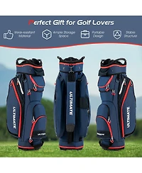Gymax 9.5" Golf Cart Bag w/14 Divider Rain Hood Cooler Bag 8 Pockets