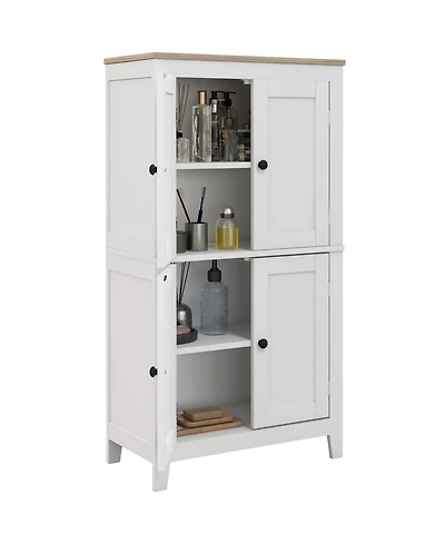 Homcom Bathroom Floor Cabinet with Adjustable Shelves and Doors,