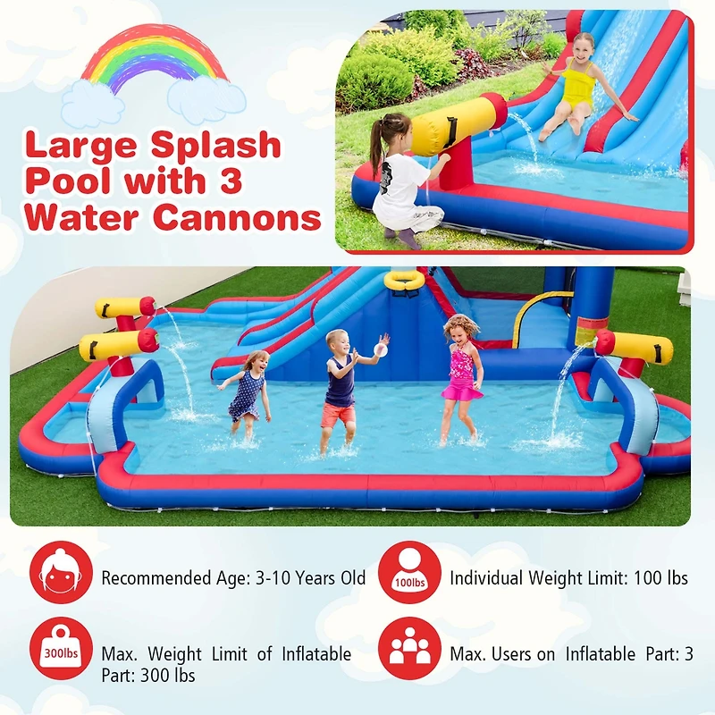Inflatable Water Slide Park Kids Bounce House Climbing Jumping without Blower