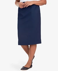Alfred Dunner Women's Cinch Waist Midi Skirt with Slant Pockets