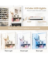 Gouun Wall Mounted Jewelry Cabinet with Full-Length Mirror