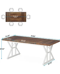 Tribesigns Farmhouse Dining Table for 6, 70.8'' Rectangular Wood Table, Rustic Kitchen with Heavy Duty Metal Legs, Room, Black