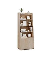 Gouun 6-Tier Bookcase Freestanding Ladder Bookshelf with 2 Adjustable Shelves Flip Up Door