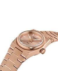 Tissot Women's Swiss Prx Diamond (1/20 ct. t.w.) Rose Gold-Tone Stainless Steel Bracelet Watch 25mm
