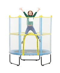 Qaba 4.6FT Trampoline for Kids with Safety Enclosure Net, Light