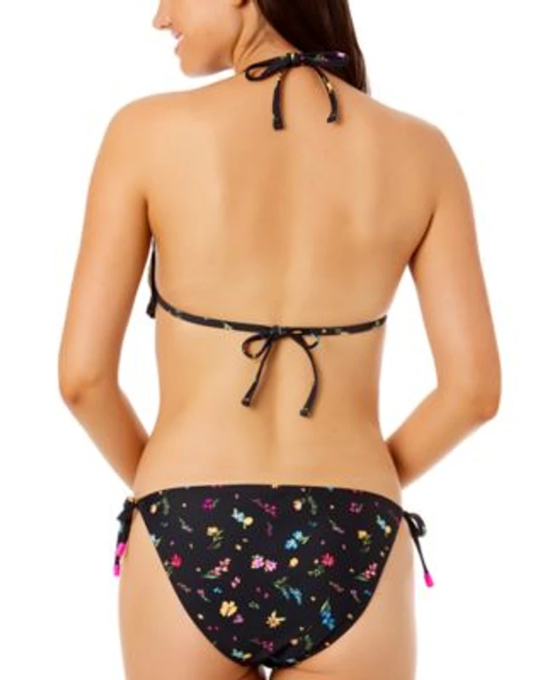 Salt Cove Juniors Crochet Halter Triangle Bikini Top Floral Side Tie Bikini Bottoms Exclusively At Macys