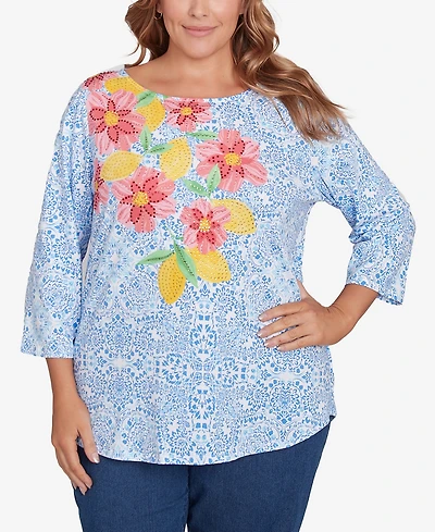 Ruby Rd. Plus Size Medallion Bold Floral Top