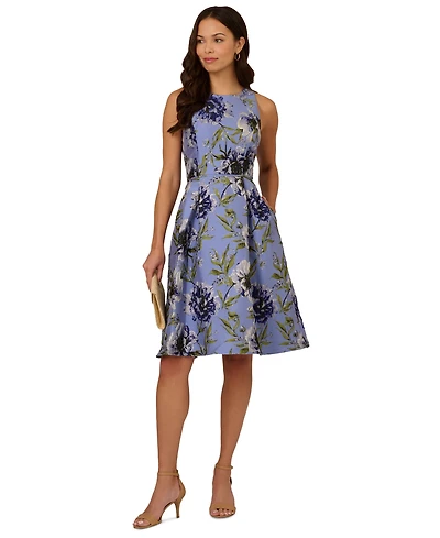 Adrianna Papell Women's Sleeveless Floral-Embroidered Dress