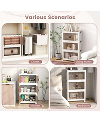 Gouun 3-Tier Stackable Storage Boxes Bins with Magnetic Doors and Lockable Casters