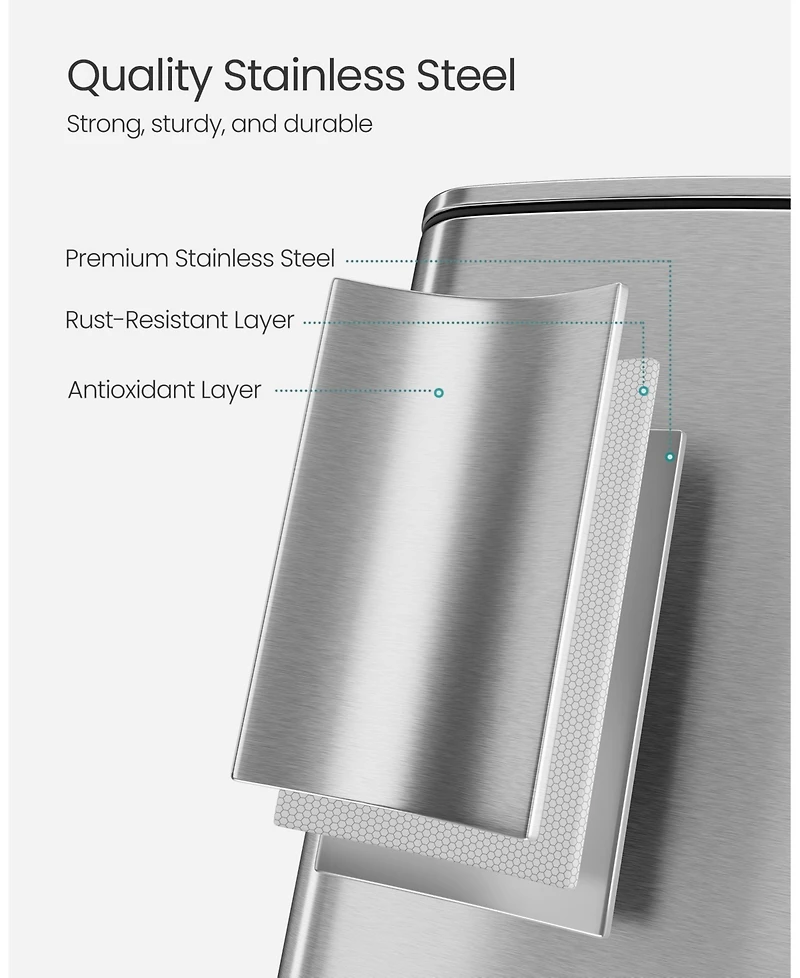 Slickblue 5.2-Gallon (20L) Stainless Steel Trash Can, Kitchen Garbage Bin with Durable Design
