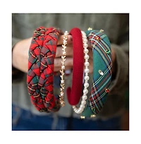 Blushing Braid Headband - Red + Green Plaid