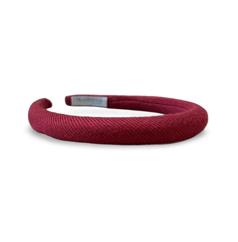 Padded Thin Velvet Headband - Crimson Red