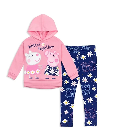 Peppa Pig Girls Pullover Fleece Hoodie and Leggings Outfit Set