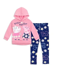 Peppa Pig Girls Pullover Fleece Hoodie and Leggings Outfit Set