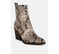 Cornus Snake Print Ankle Boots