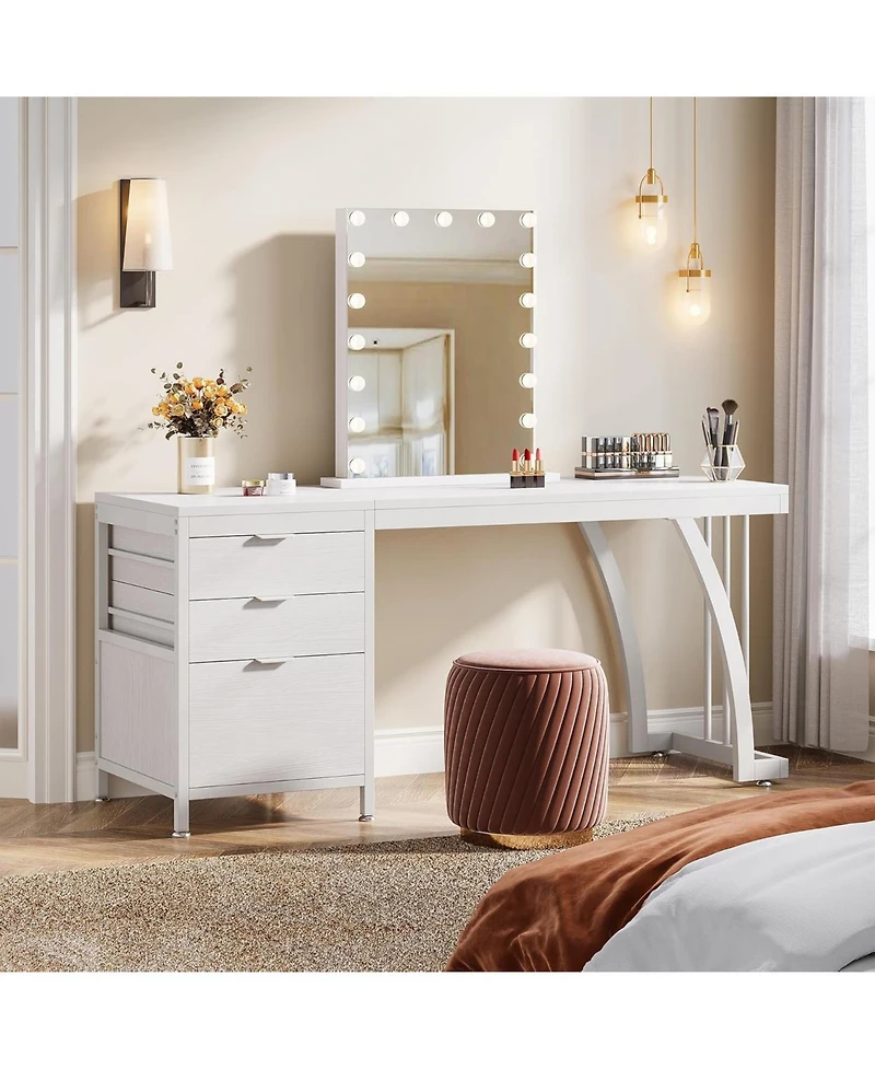 Tribesigns Vanity Desk with 3 Drawers, 59-Inch Chic Makeup for Women, Black Friday Deals