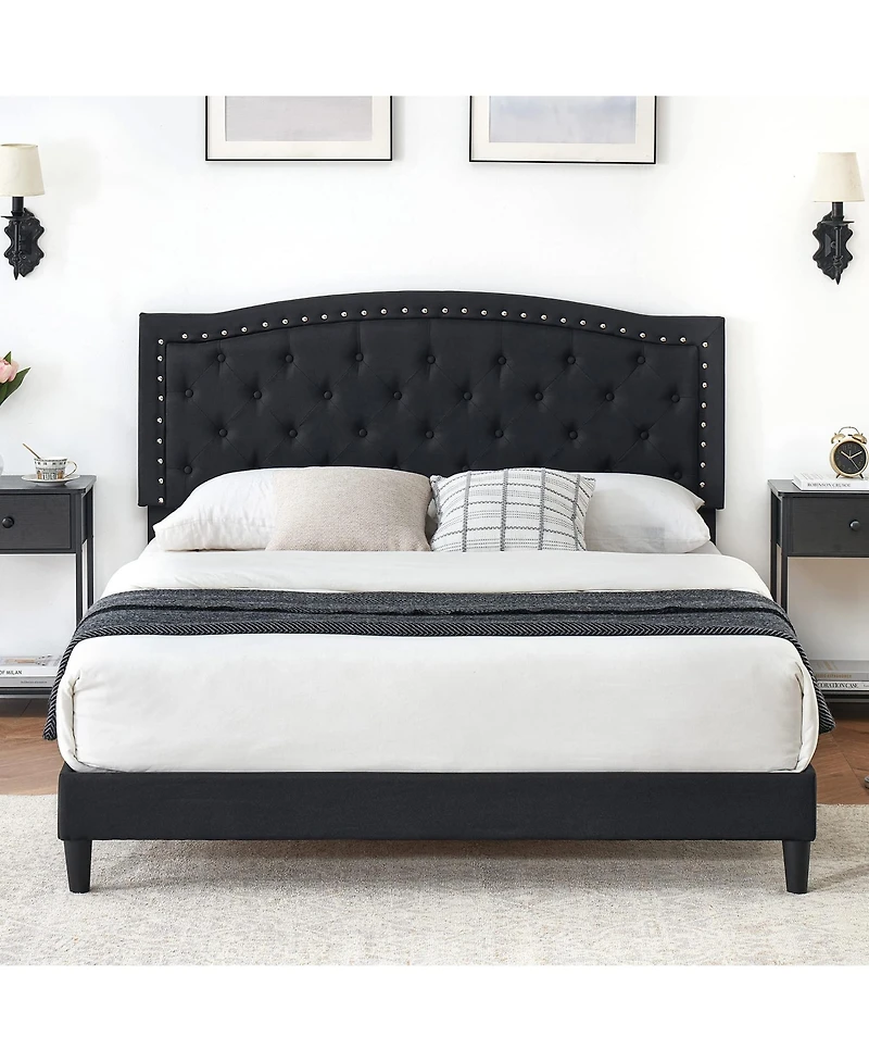 gaomon Full Bed Frame with Adjustable Headboard, Platform Bed Frame