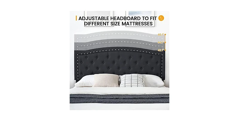 gaomon Queen Bed Frame with Adjustable Headboard