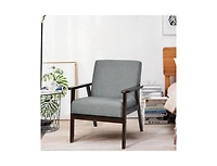 Slickblue Retro Modern Classic Linen Wide Accent Chair with Espresso Wood Frame