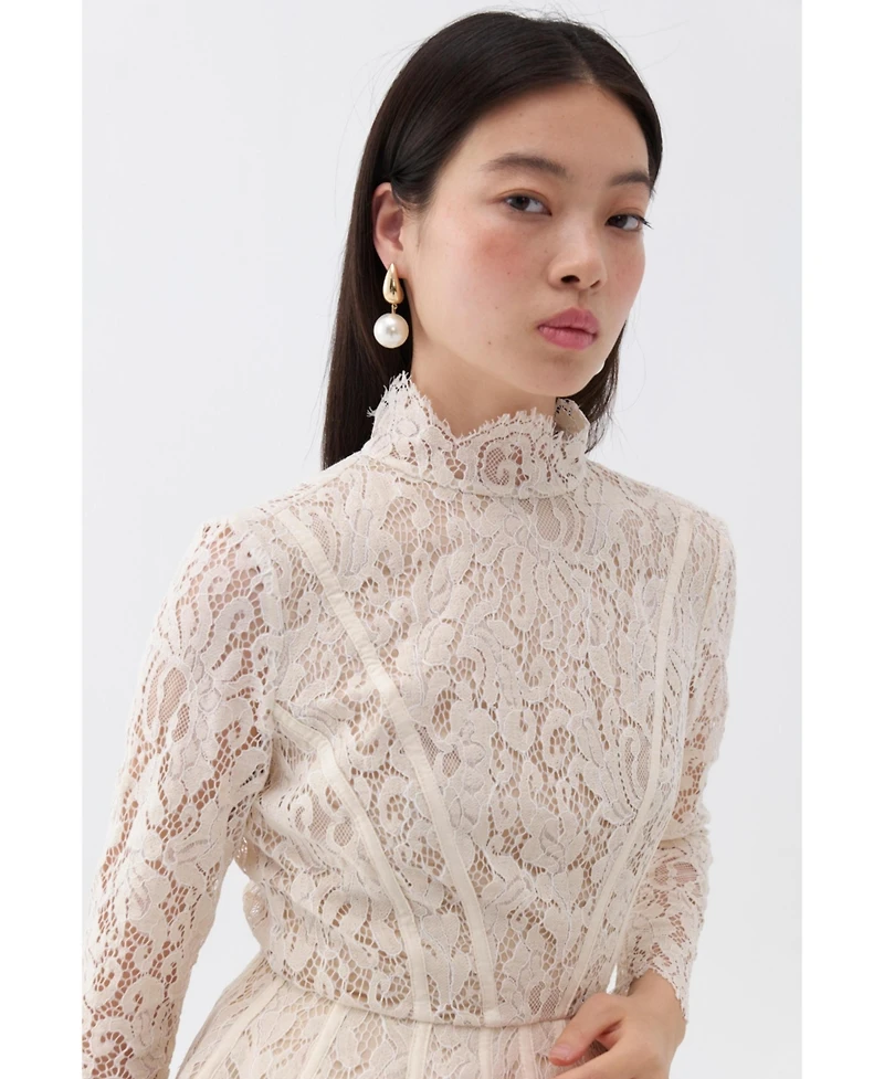 Nocturne Women's Lace Long Sleeve Minidress