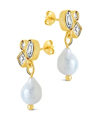 Sterling Forever Penny Cubic Zirconia Mother of Pearl Cluster Stud Earrings