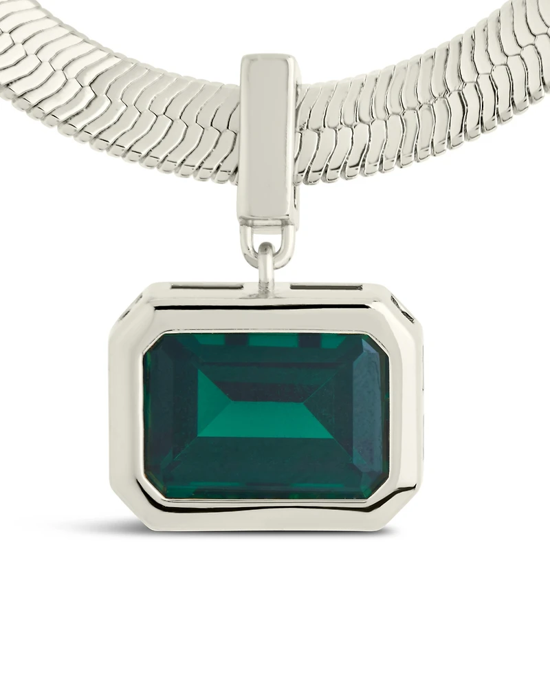 Sterling Forever Calder Cubic Zirconia Herringbone Pendant Necklace
