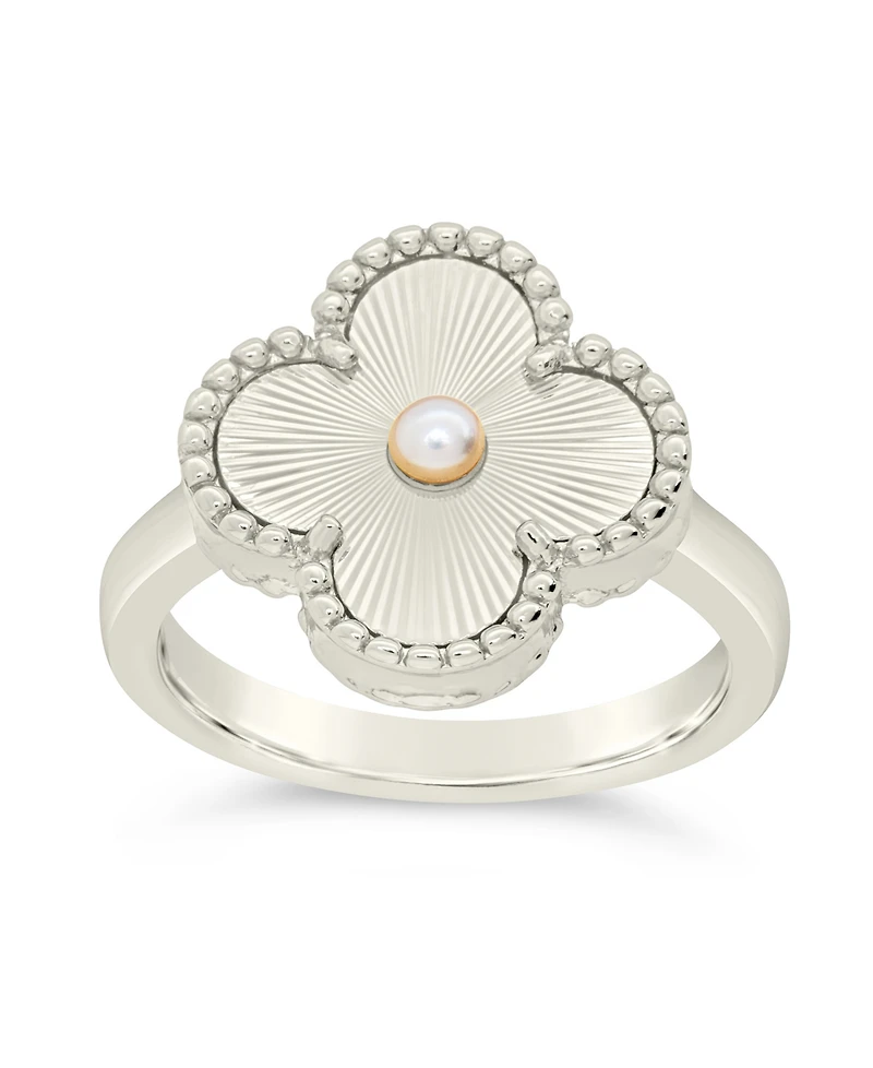 Sterling Forever Tilda Mother of Pearl Clover Statement Ring
