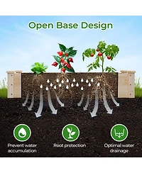 Raised Garden Bed Fir Wood Wooden Square Wood Planter Box for Flower Outdoor