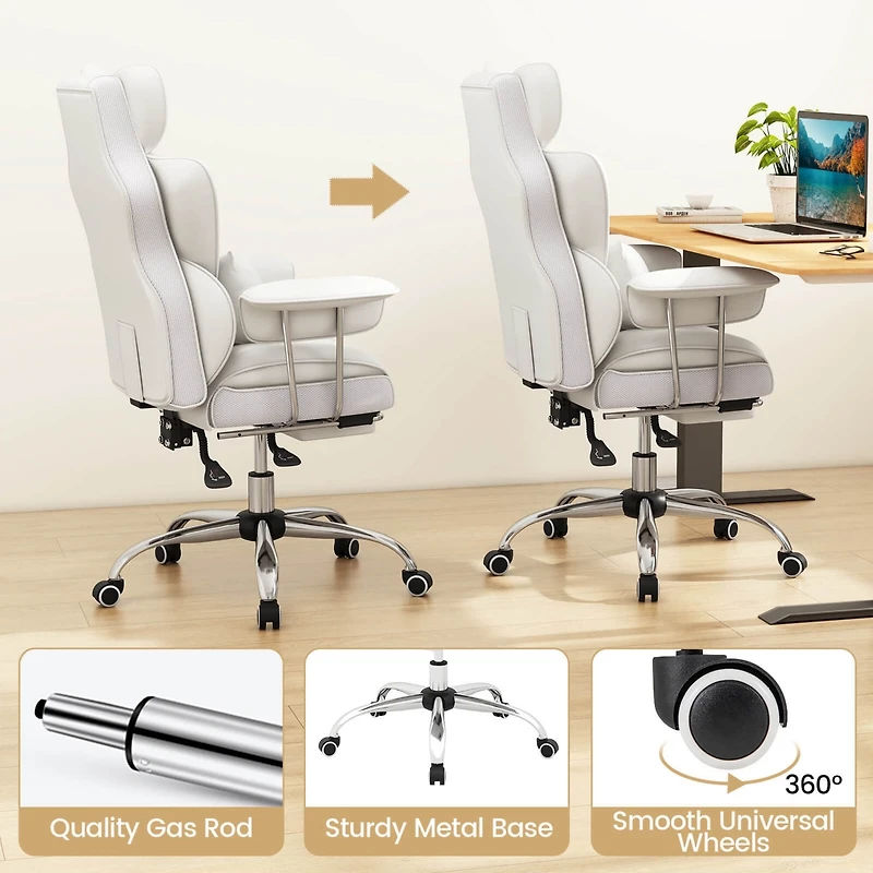 Office Desk Chair Big and Tall Executive Office Chair with Footrest Lumbar Support