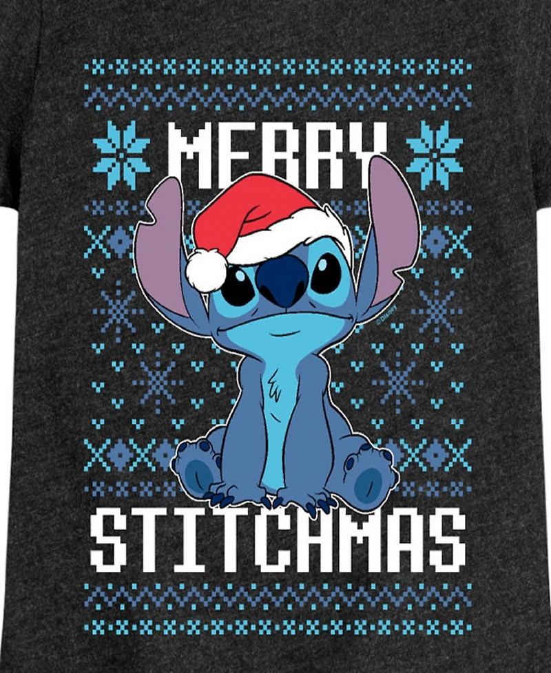Disney Big Girls Stitchmas Graphic Short Sleeve Tee