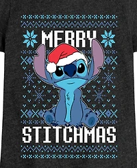 Disney Big Girls Stitchmas Graphic Short Sleeve Tee