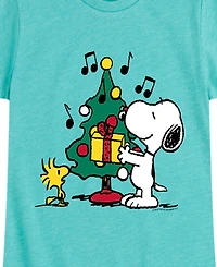Peanuts Big Girls Snoopy Christmas Tree Graphic Short Sleeve Tee