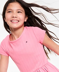 Tommy Hilfiger Big Girls Knit-to-Woven Short-Sleeve Dress
