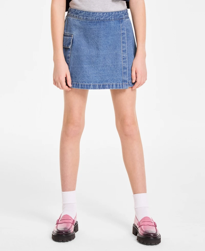 Tommy Hilfiger Big Girls Cotton Denim Wrap Cargo Skort