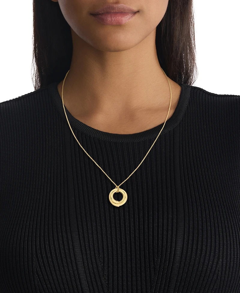 Calvin Klein Gold-Tone Ck Spiral Pendant Necklace, 22" + 2" extender