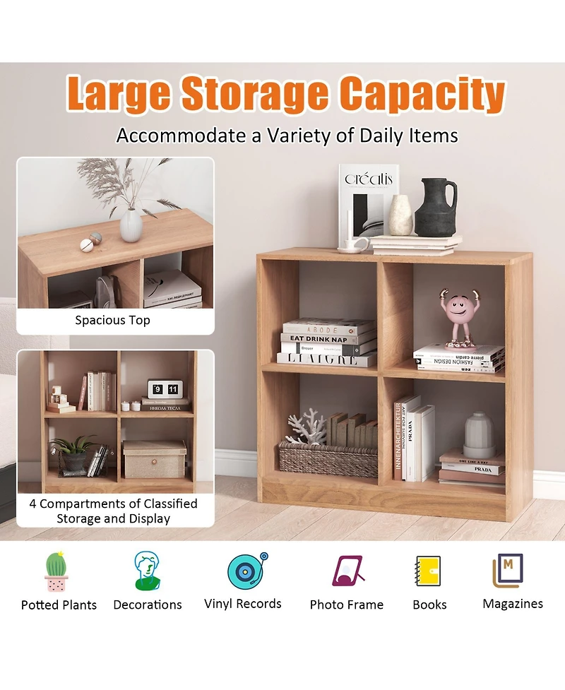 Gouun 4-Cube Kids Bookcase with Open Shelves