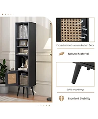 Gouun 4 Tiers Rattan Storage Cabinet with Slim Design