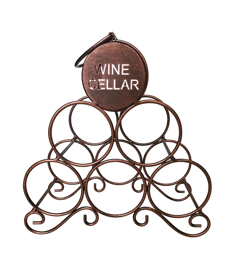 Kings Brand Furniture Countertop Tabletop Wine Rack, Wine Bottle Storage Holder for Home Kitchen & Bar - Brushed Copper