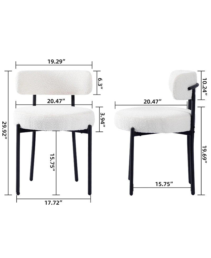Dyhome Boucle Dining Chairs Set of 1, Upholstered with Black Metal Legs, Modern Accent Chair
