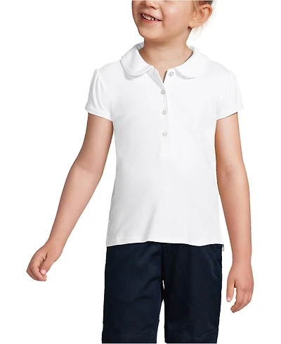 Lands' End Girls School Uniform Short Sleeve Peter Pan Collar Polo Shirt