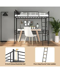 Gouun Metal Loft Twin Bed Frame Single High Loft Bed