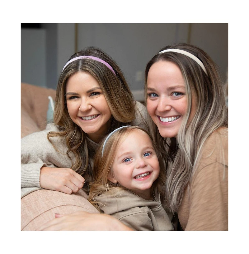 Classic Thin Padded Headband Set - Tan + Purple + Grey