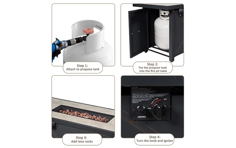 9 Pieces Patio Furniture Set with 42 Inches 60000 Btu Fire Pit