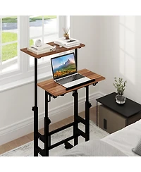 Gouun Height-adjustable Mobile Standing Desk with Split Top and Adjustable Angle