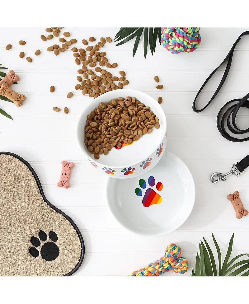 Bone Dry Rainbow Paw Pet Bowl Set/2
