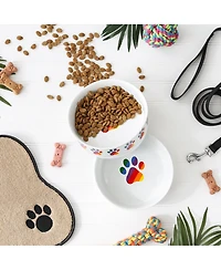 Bone Dry Rainbow Paw Pet Bowl Set/2