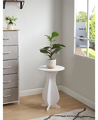 Kings Brand Furniture - Carver Side End Table Plant Stand for Living Room, Bedroom, White